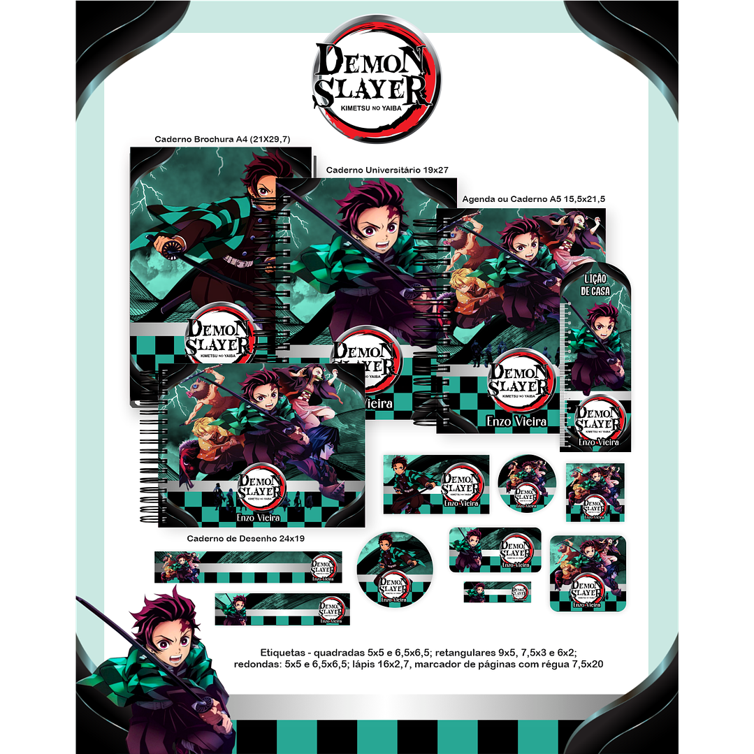 Kit Digital Encadernação Demon Slayer - Volta às Aulas 1