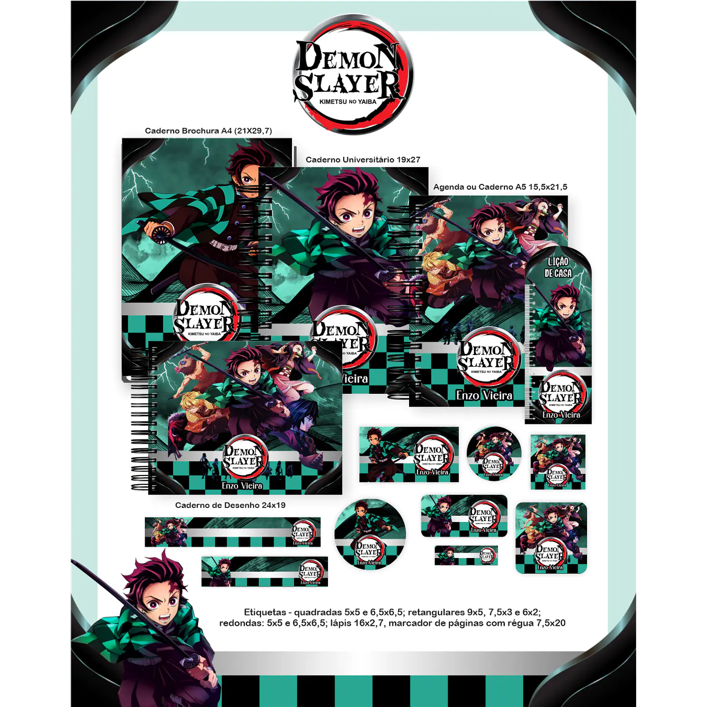 Kit Digital Encadernação Demon Slayer - Volta às Aulas 1