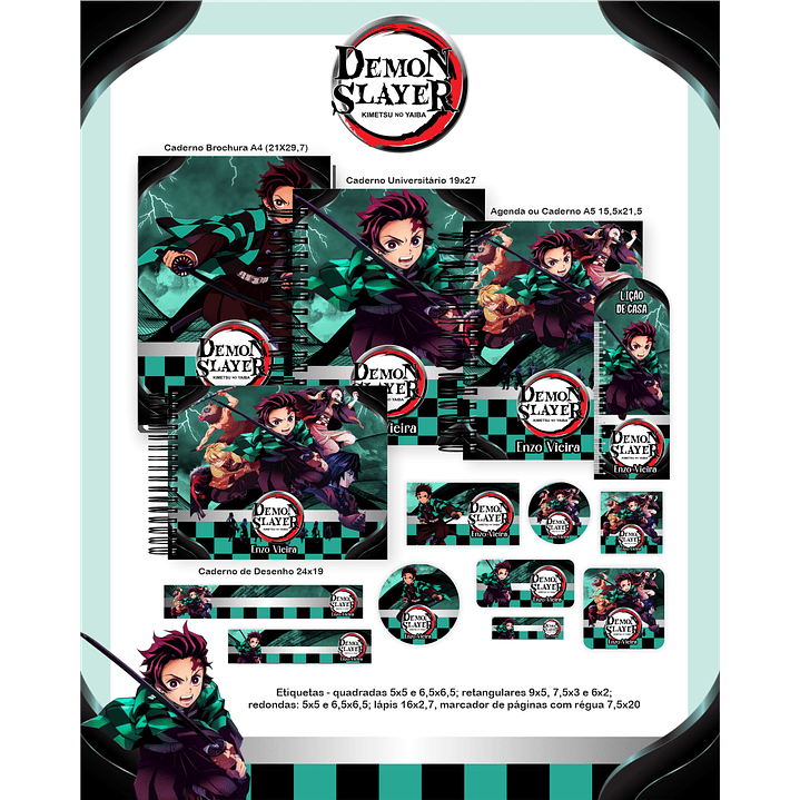 Kit Digital Encadernação Demon Slayer - Volta às Aulas 1
