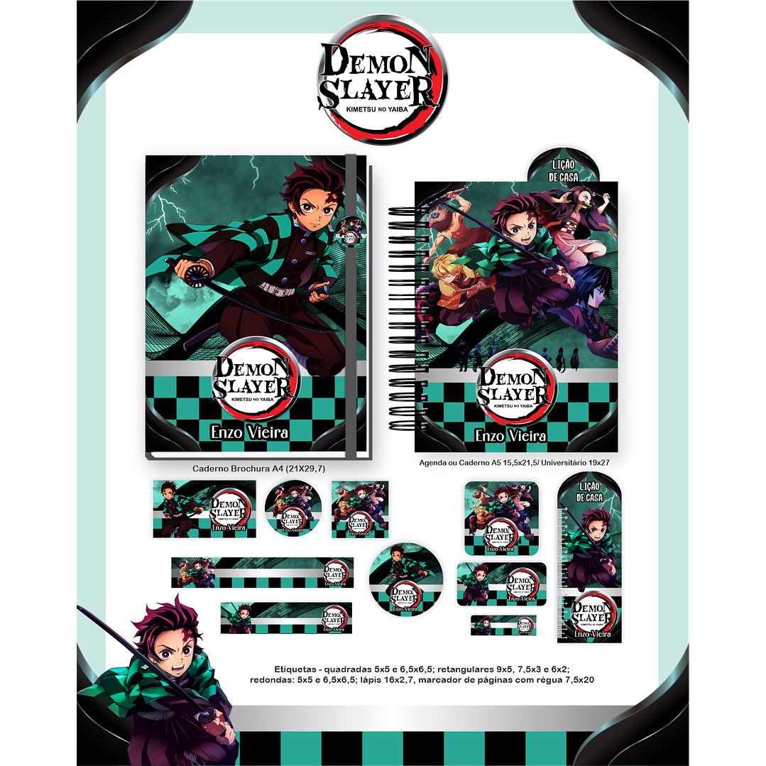 Kit Digital Encadernação Demon Slayer - Volta às Aulas 4