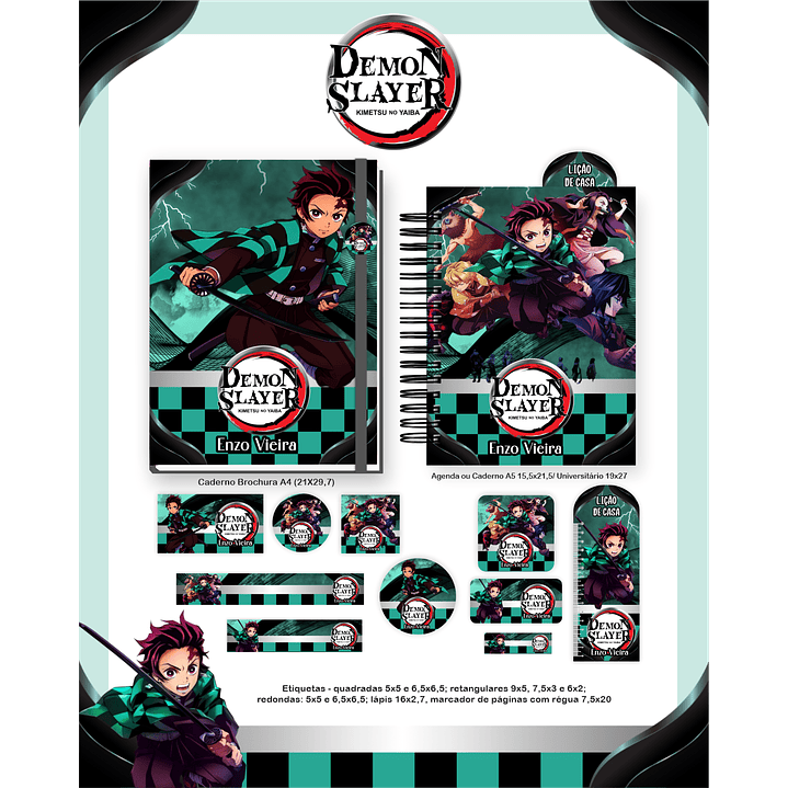 Kit Digital Encadernação Demon Slayer - Volta às Aulas 4