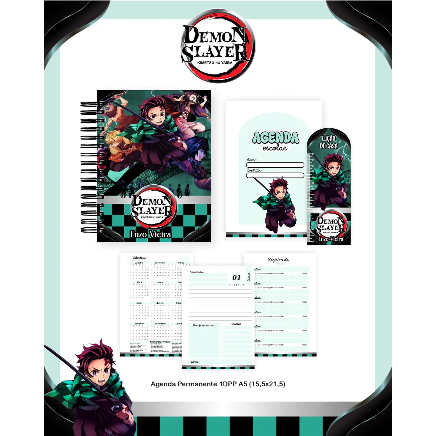 Kit Digital Encadernação Demon Slayer - Volta às Aulas 5