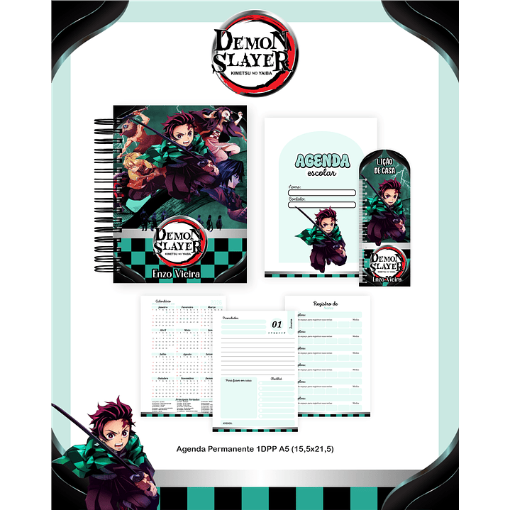 Kit Digital Encadernação Demon Slayer - Volta às Aulas 5