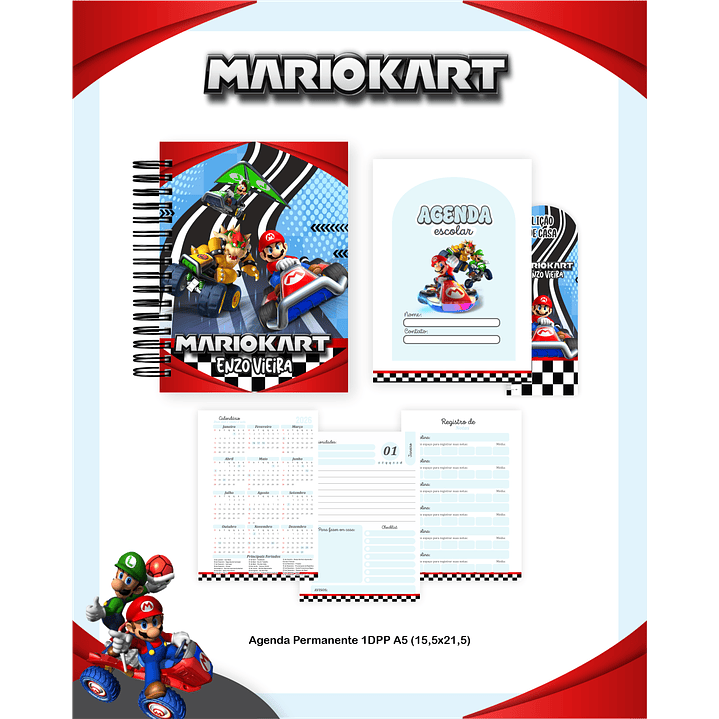 Encadernação Mario Kart - Volta às Aulas Completo 3