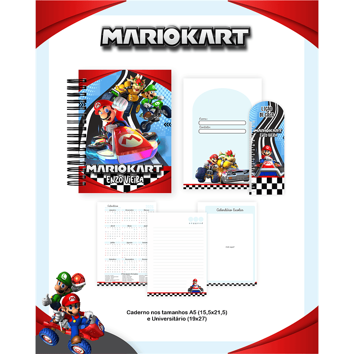 Encadernação Mario Kart - Volta às Aulas Completo 4