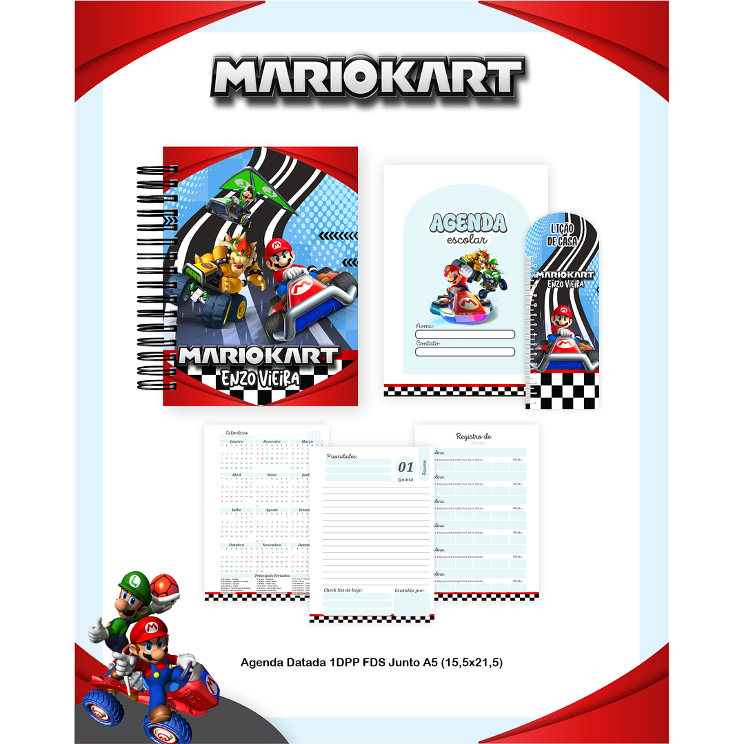 Encadernação Mario Kart - Volta às Aulas Completo 5