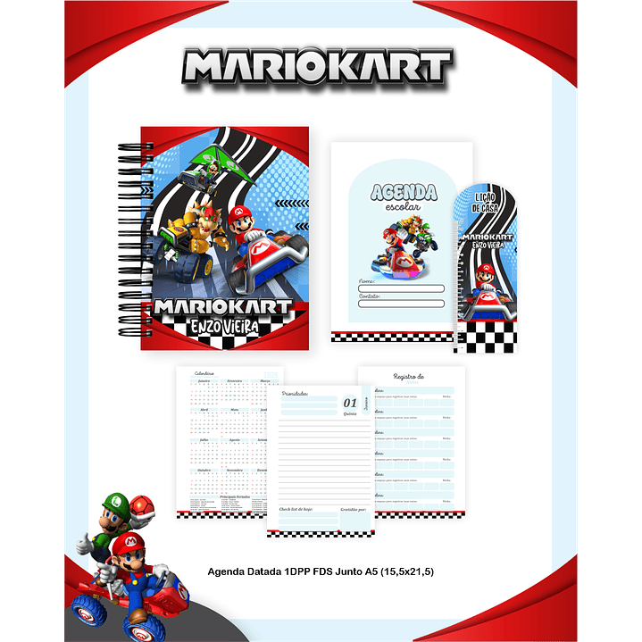 Encadernação Mario Kart - Volta às Aulas Completo 5