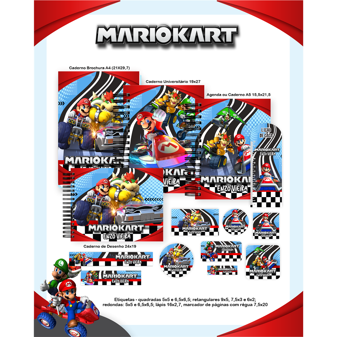Encadernação Mario Kart - Volta às Aulas Completo 2