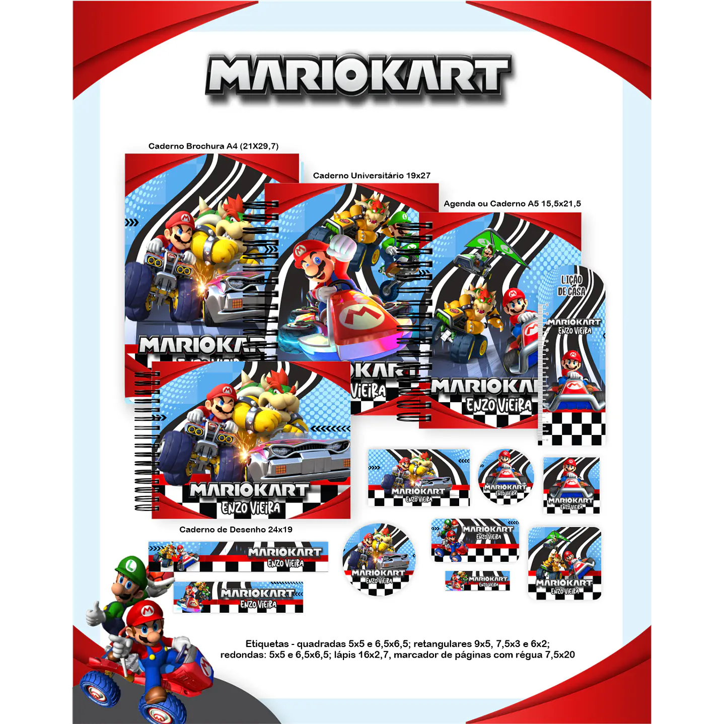 Encadernação Mario Kart - Volta às Aulas Completo 2