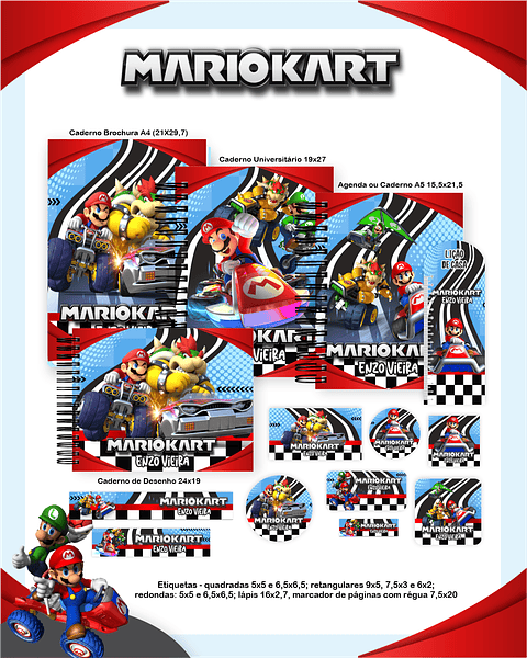 Encadernação Mario Kart - Volta às Aulas Completo