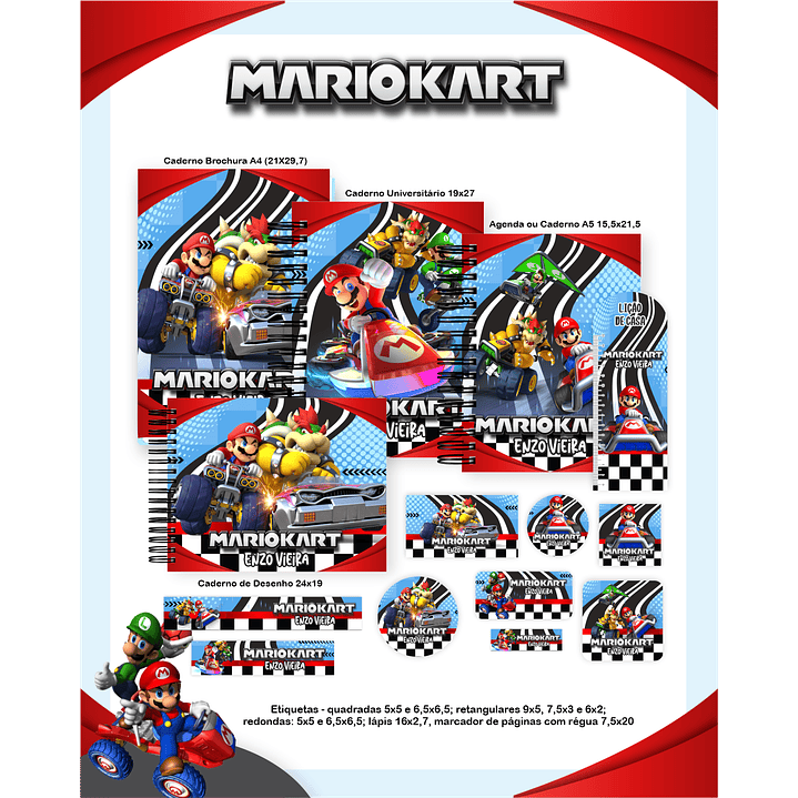 Encadernação Mario Kart - Volta às Aulas Completo 2