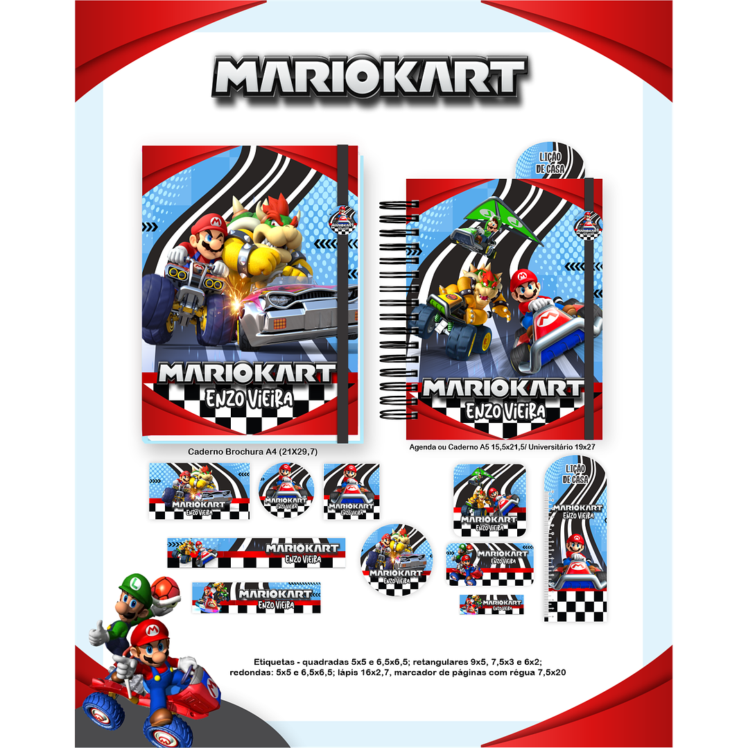 Encadernação Mario Kart - Volta às Aulas Completo 6