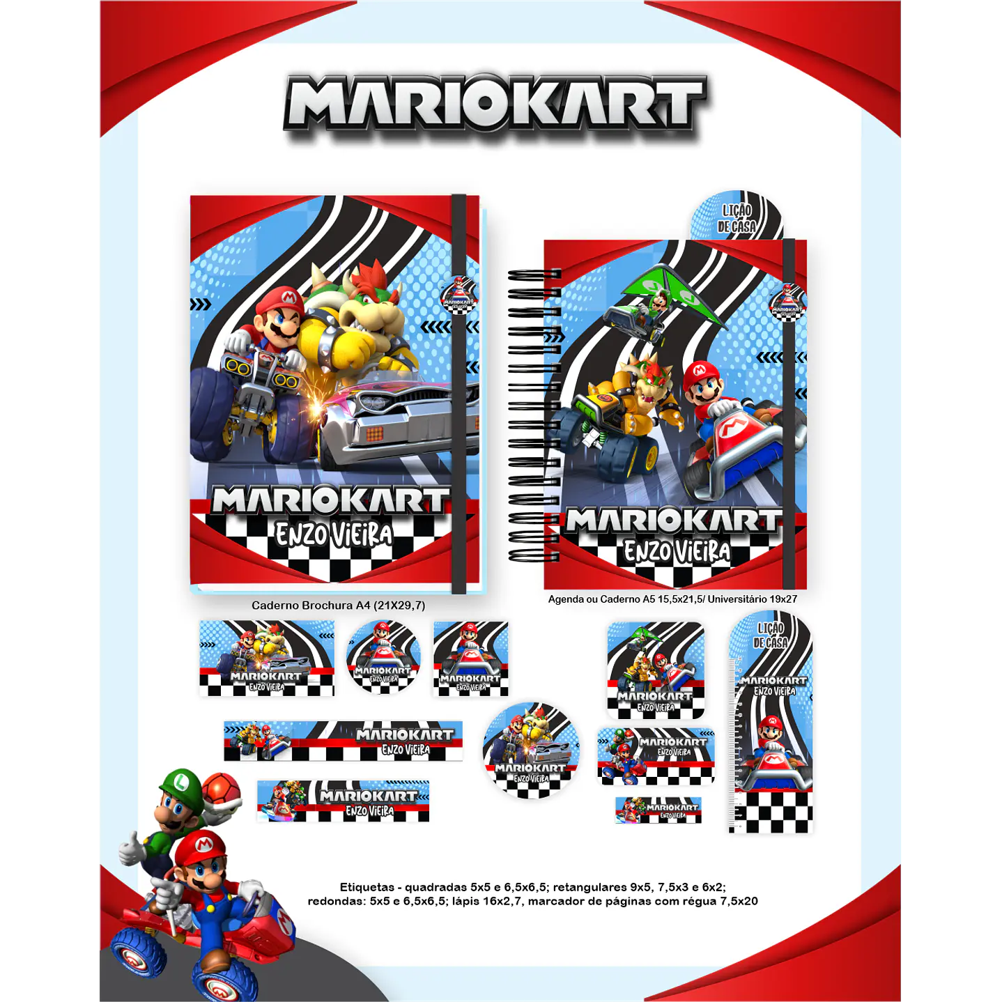 Encadernação Mario Kart - Volta às Aulas Completo 6