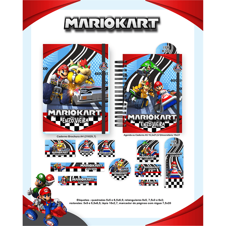 Encadernação Mario Kart - Volta às Aulas Completo 6