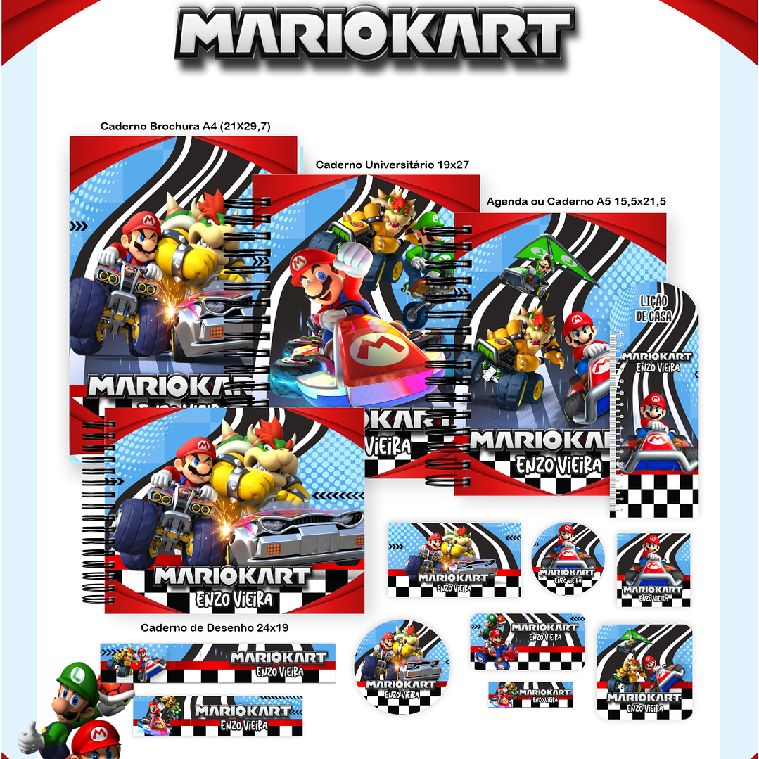 Encadernação Mario Kart - Volta às Aulas Completo 1