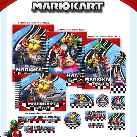 Encadernação Mario Kart - Volta às Aulas Completo