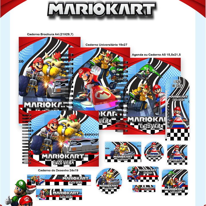 Encadernação Mario Kart - Volta às Aulas Completo 1