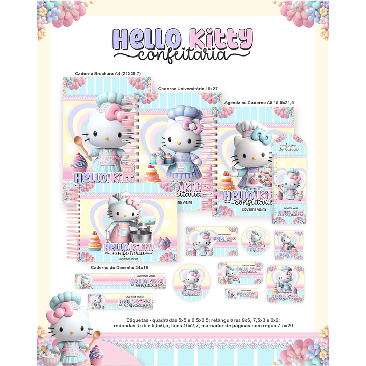 Encadernação Hello Kitty Confeitaria - Volta às Aulas 1