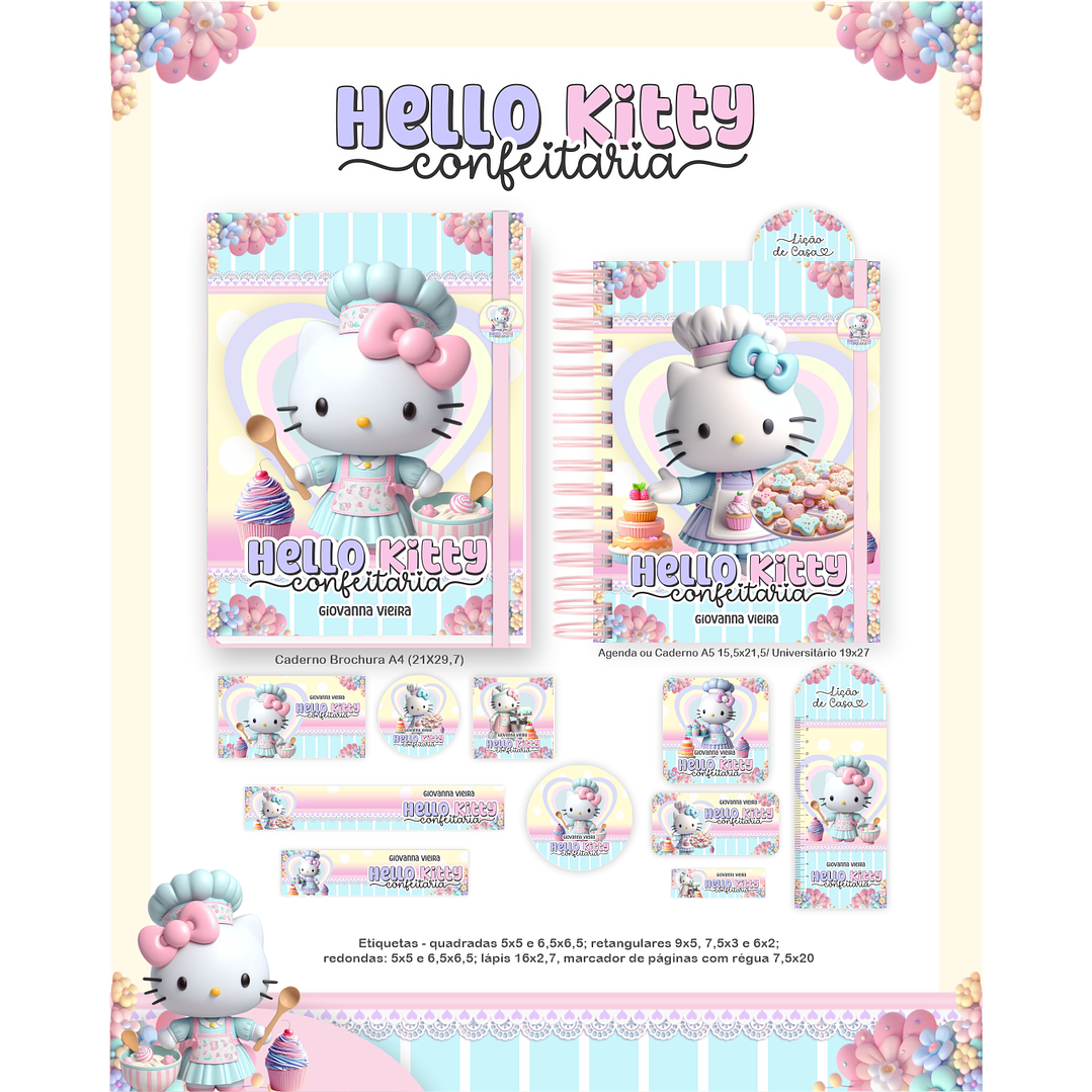 Encadernação Hello Kitty Confeitaria - Volta às Aulas 5