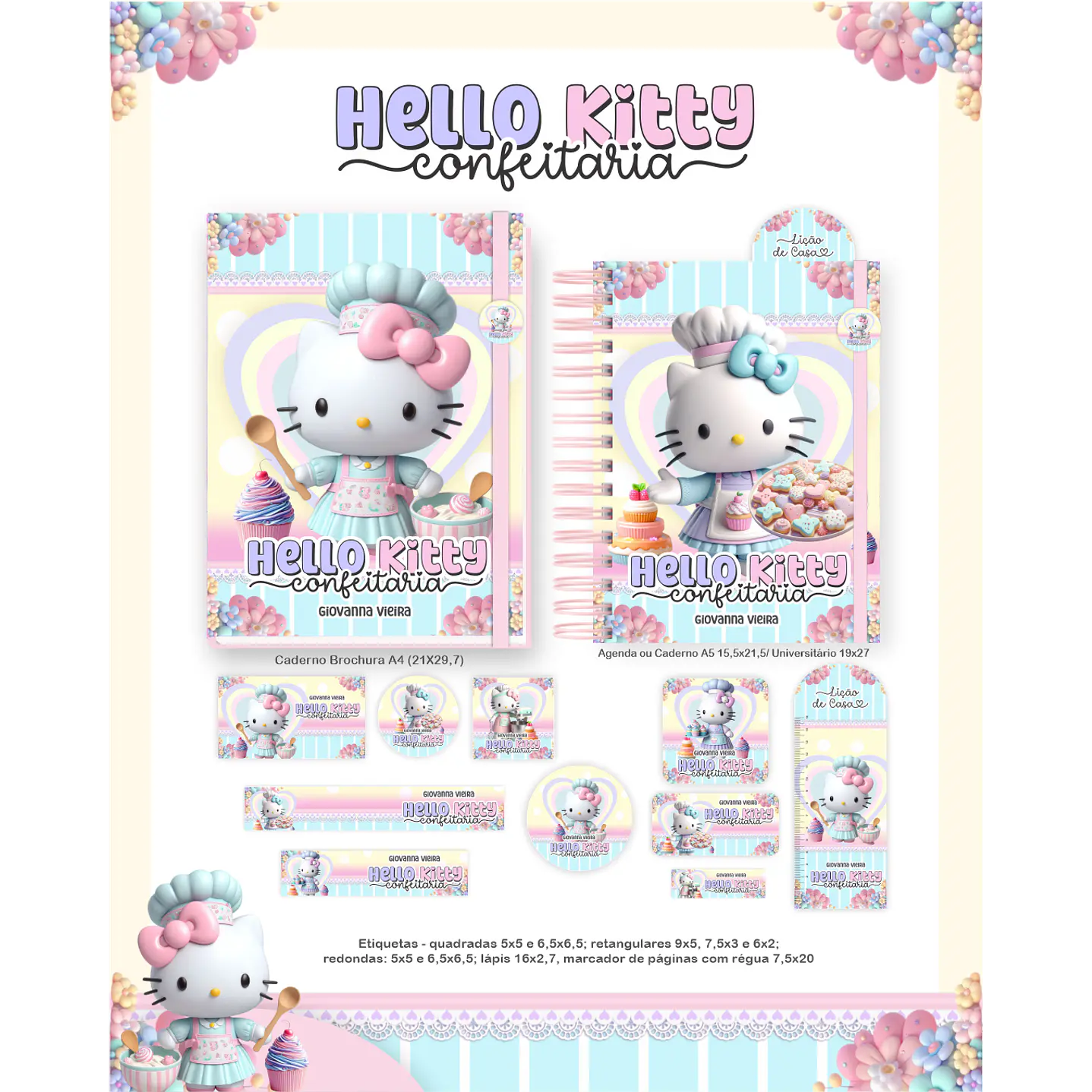 Encadernação Hello Kitty Confeitaria - Volta às Aulas 5