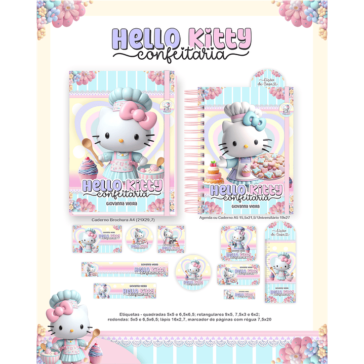 Encadernação Hello Kitty Confeitaria - Volta às Aulas 5