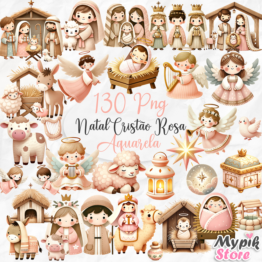 Kit Digital Natal Cristão Rosa 1