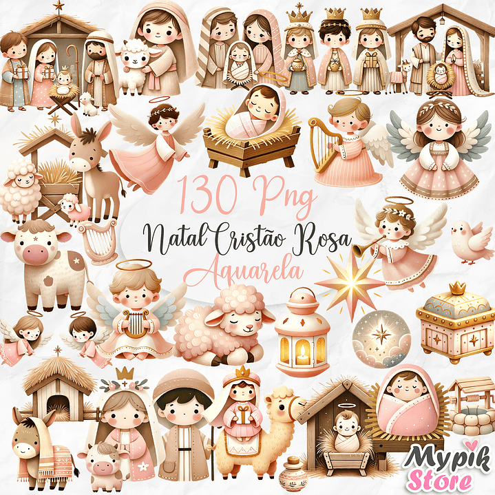 Kit Digital Natal Cristão Rosa 1