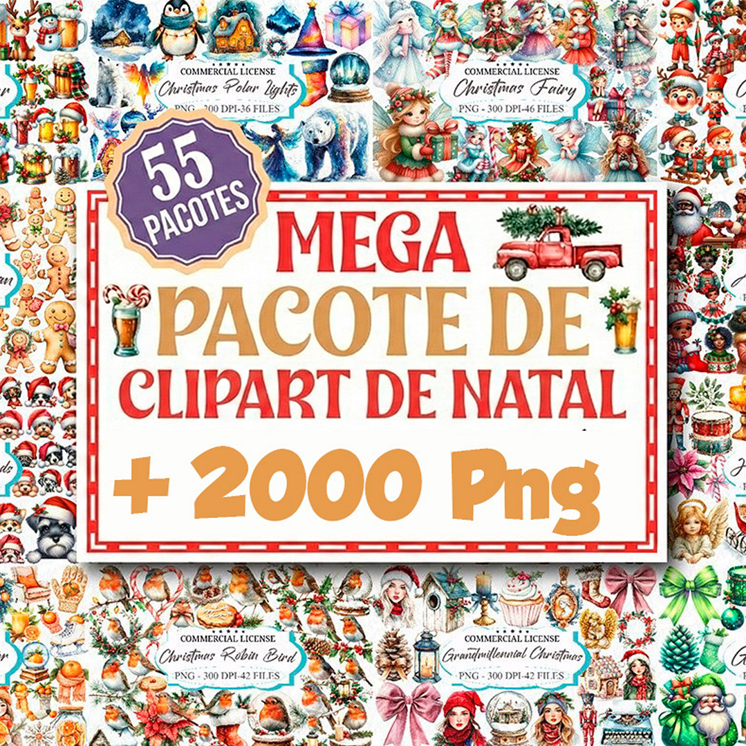 Mega Pacote de Natal 55 Kits Digitais - Mais de 2000 PNG 1