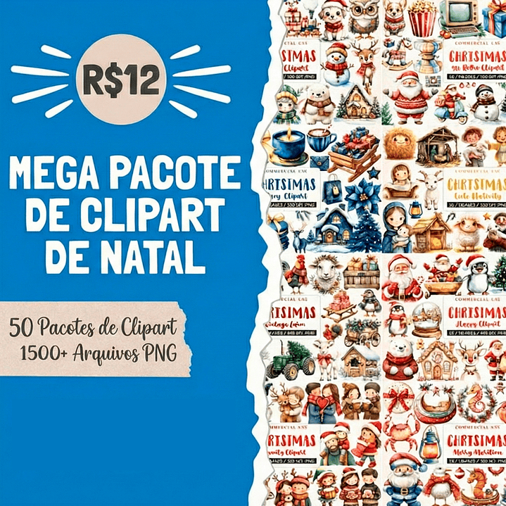 Mega Pacote Natal Aquarela - Mais de 1500 PNG  1