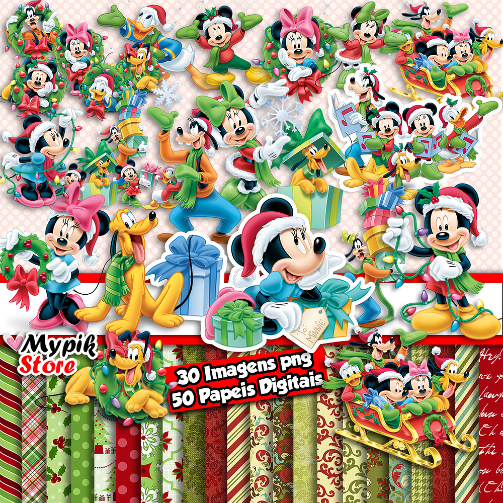 Kit Digital Natal do Mickey - Scrapbook