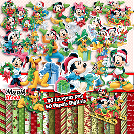 Kit Digital Natal do Mickey - Scrapbook