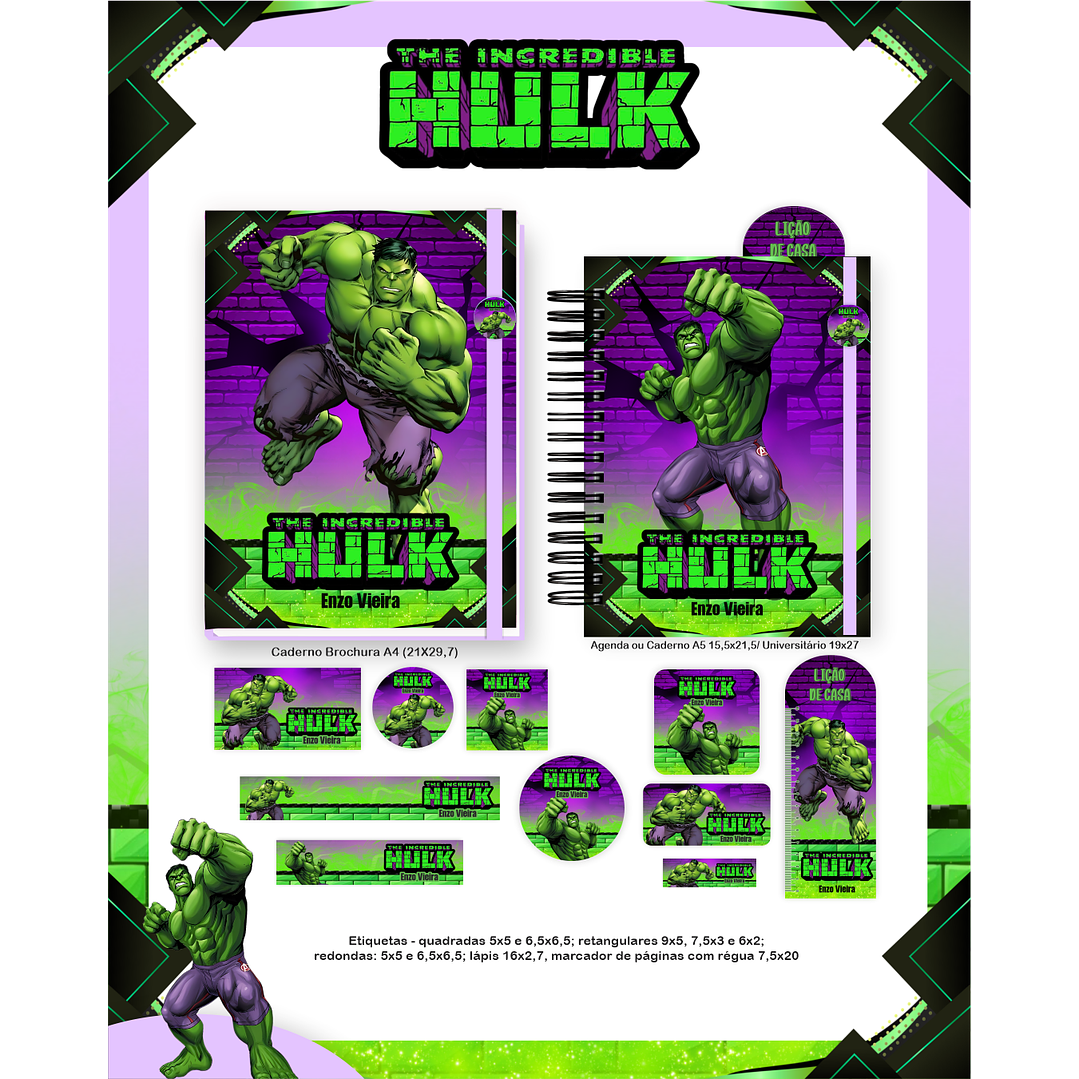 Kit Digital Encadernação Hulk - Volta às Aulas  6