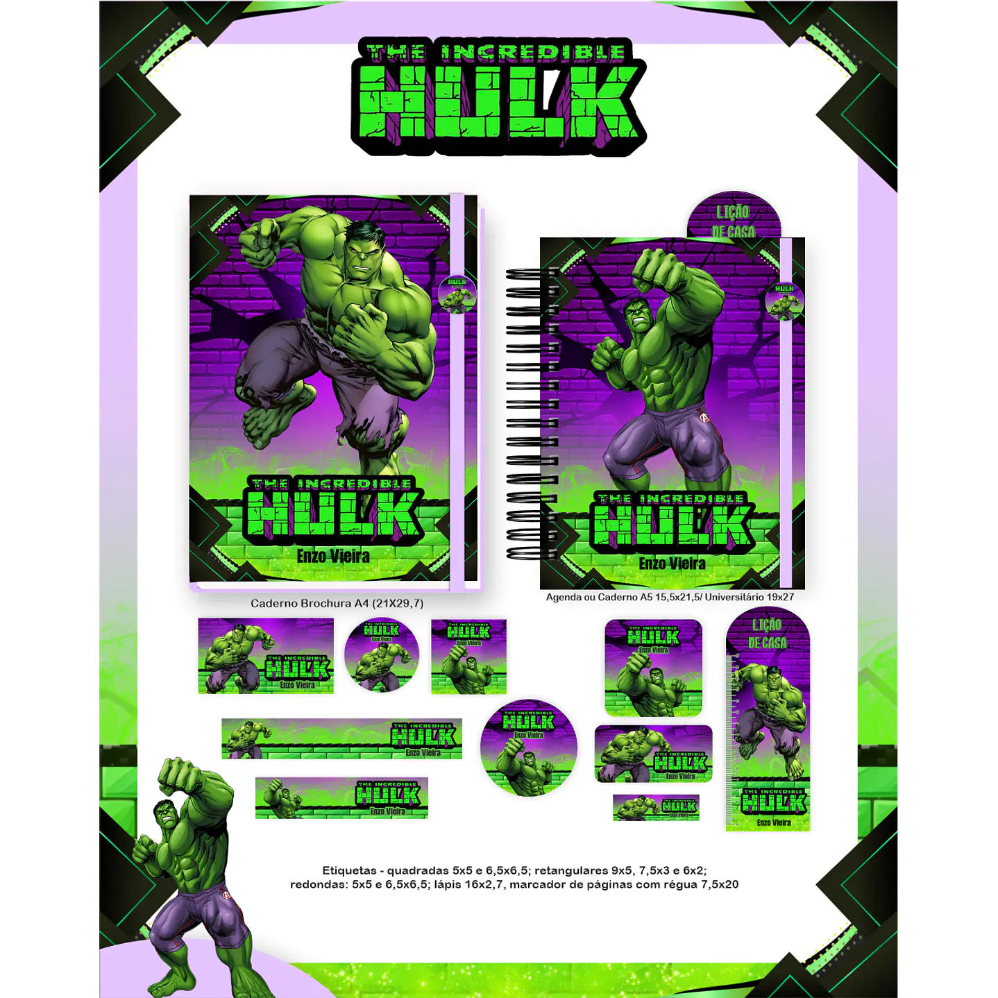 Kit Digital Encadernação Hulk - Volta às Aulas  6