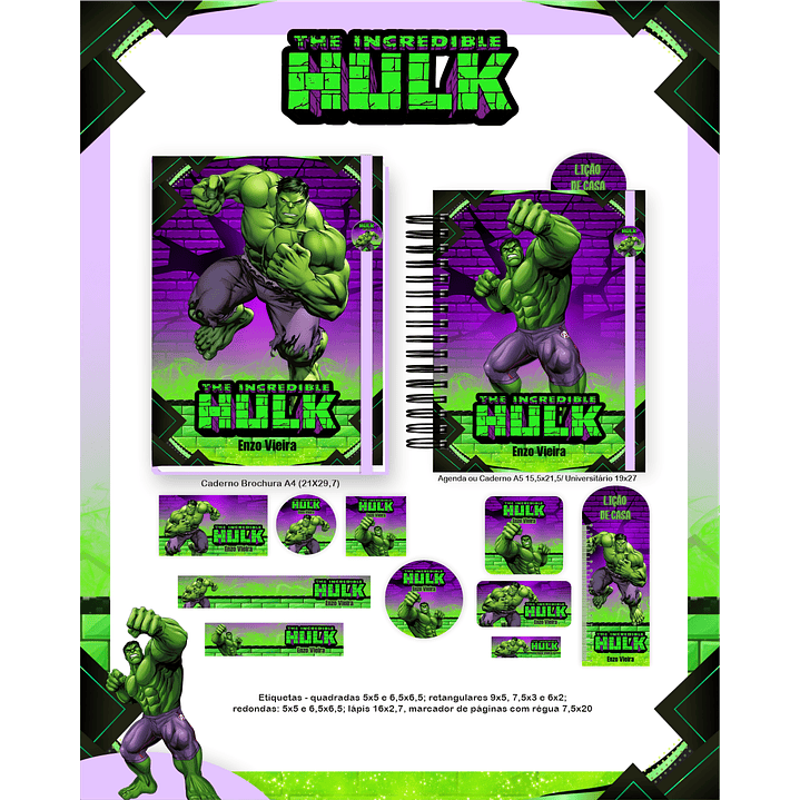 Kit Digital Encadernação Hulk - Volta às Aulas  6