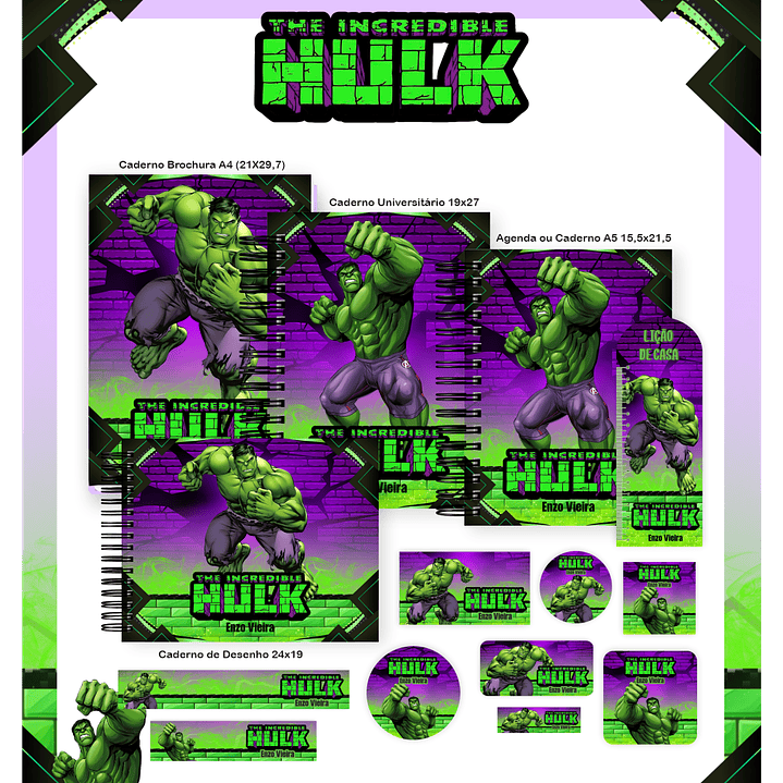 Kit Digital Encadernação Hulk - Volta às Aulas  1