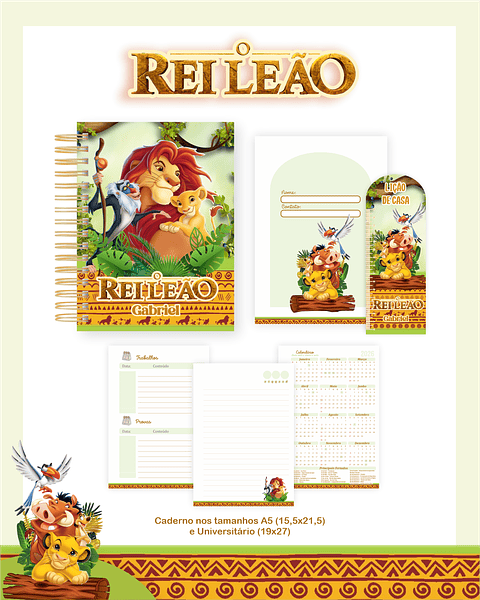 Kit Digital Encadernação O Rei Leão - Volta às Aulas 