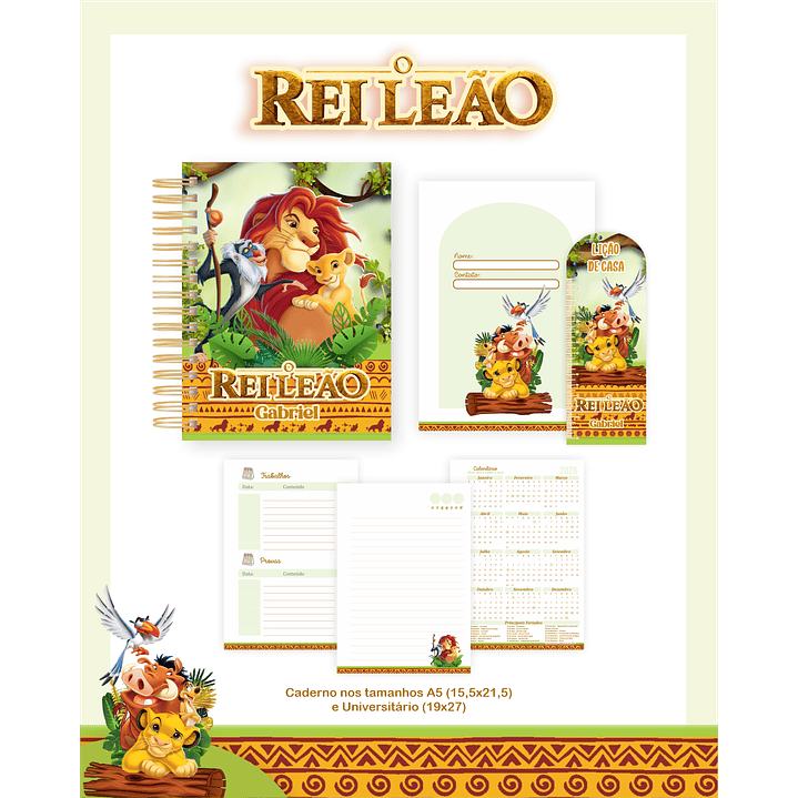 Kit Digital Encadernação O Rei Leão - Volta às Aulas  2