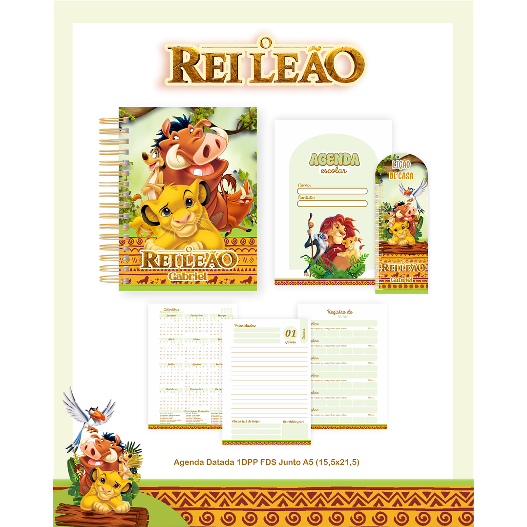 Kit Digital Encadernação O Rei Leão - Volta às Aulas  4