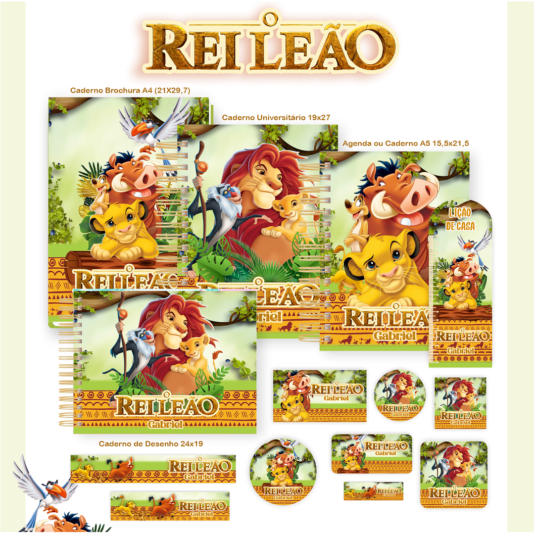 Kit Digital Encadernação O Rei Leão - Volta às Aulas  1
