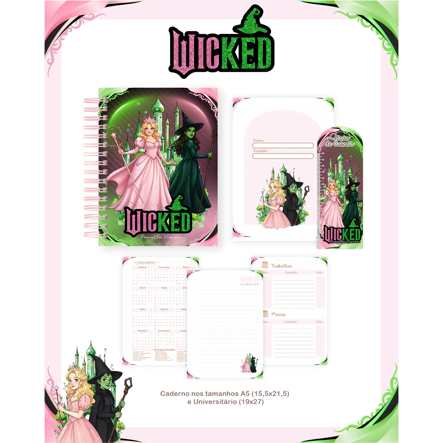 Kit Digital Encadernação Wicked - Volta às Aulas  4