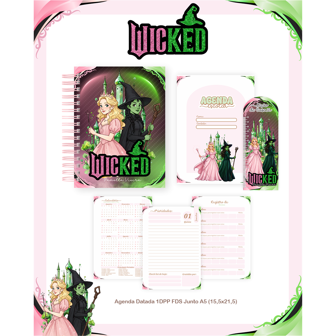Kit Digital Encadernação Wicked - Volta às Aulas  5