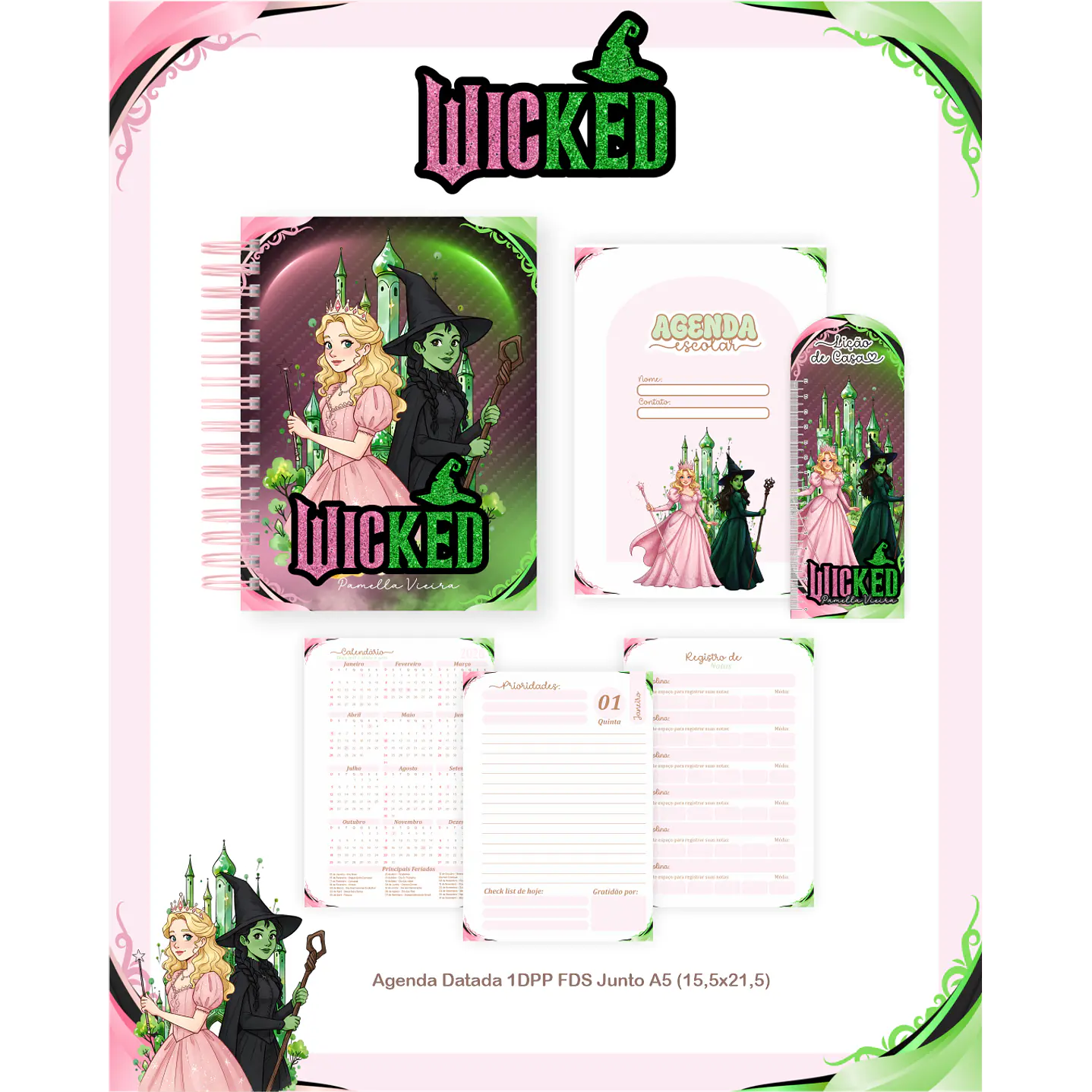 Kit Digital Encadernação Wicked - Volta às Aulas  5