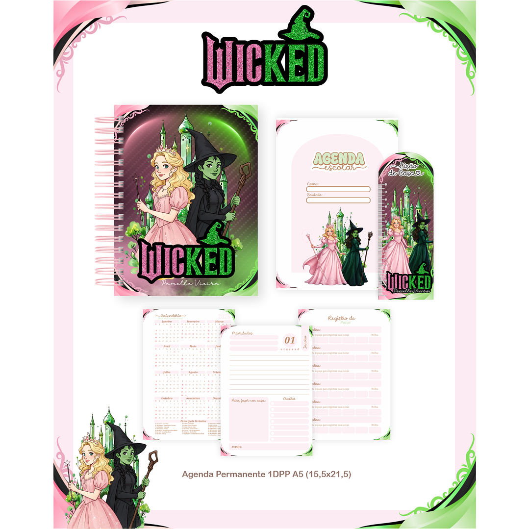 Kit Digital Encadernação Wicked - Volta às Aulas  6
