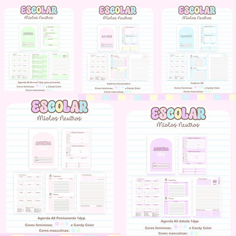 Pack Agendas Miolos Neutros - Completo e Pronto para Imprimir
