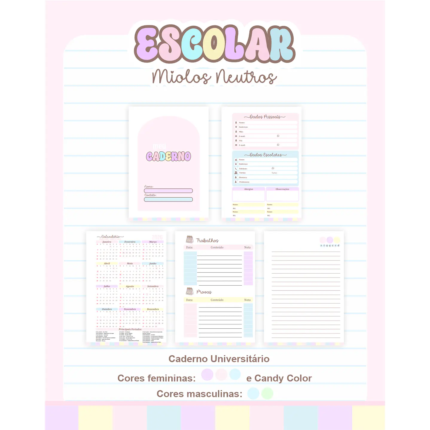 Pack Agendas Miolos Neutros - Completo e Pronto para Imprimir 2