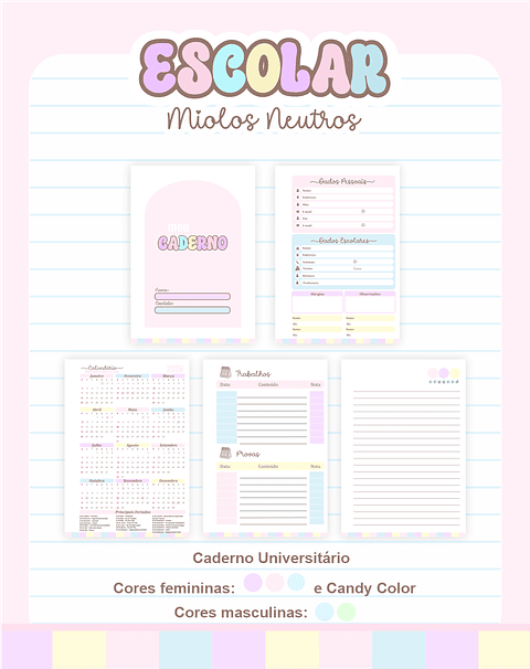 Pack Agendas Miolos Neutros - Completo e Pronto para Imprimir