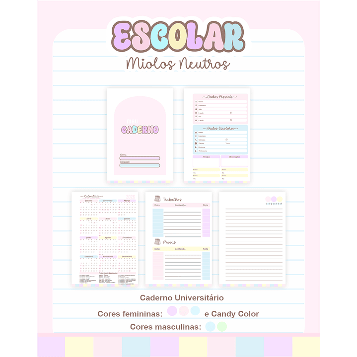 Pack Agendas Miolos Neutros - Completo e Pronto para Imprimir 2