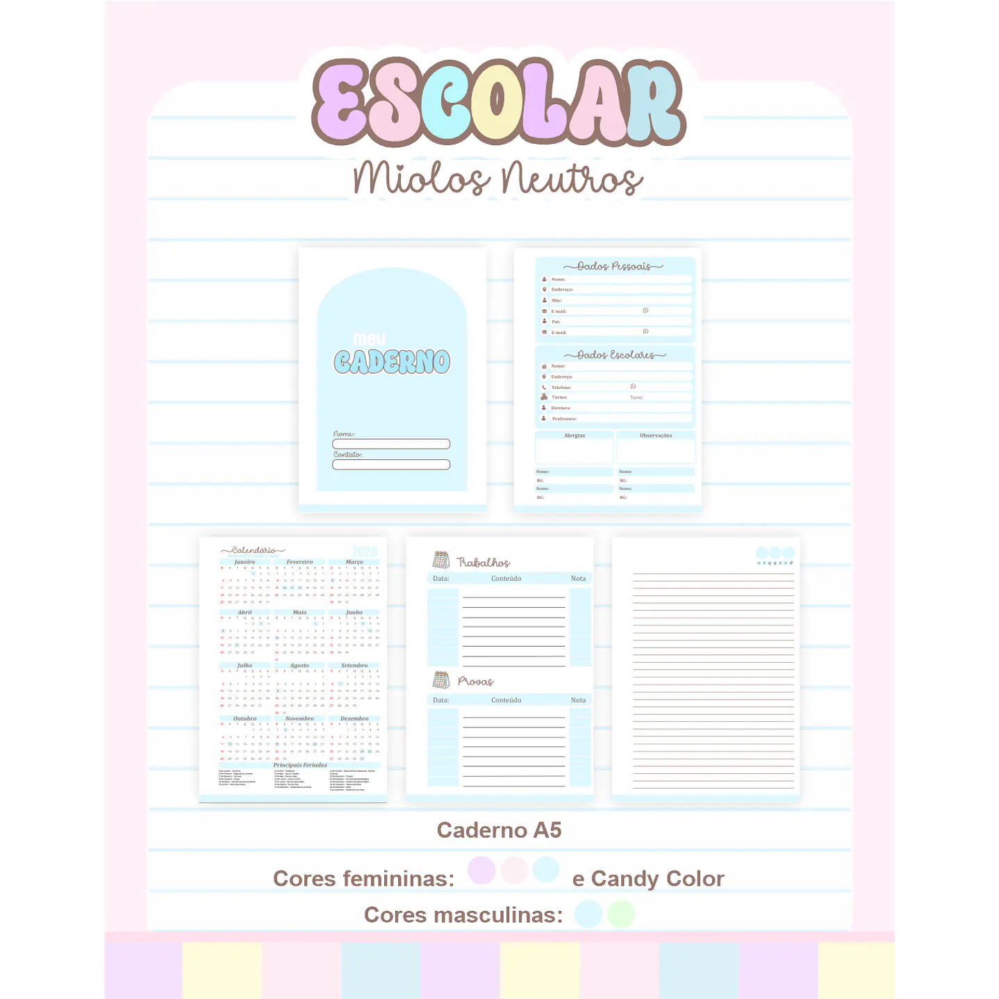Pack Agendas Miolos Neutros - Completo e Pronto para Imprimir 3
