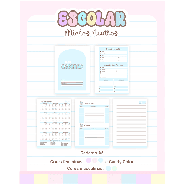 Pack Agendas Miolos Neutros - Completo e Pronto para Imprimir 3