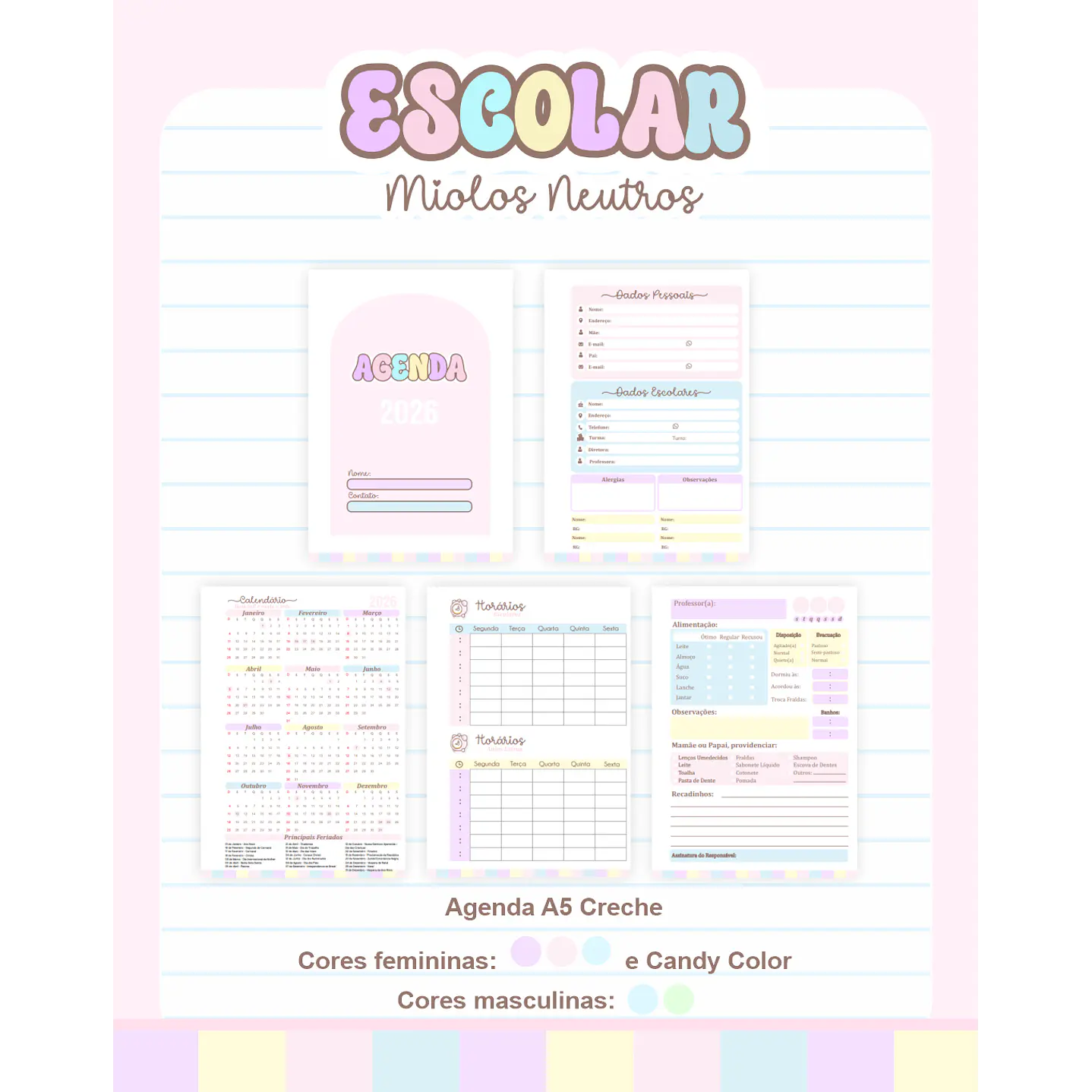 Pack Agendas Miolos Neutros - Completo e Pronto para Imprimir 7